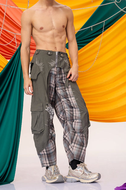 Road Silence Plaid Wide Leg Jeans