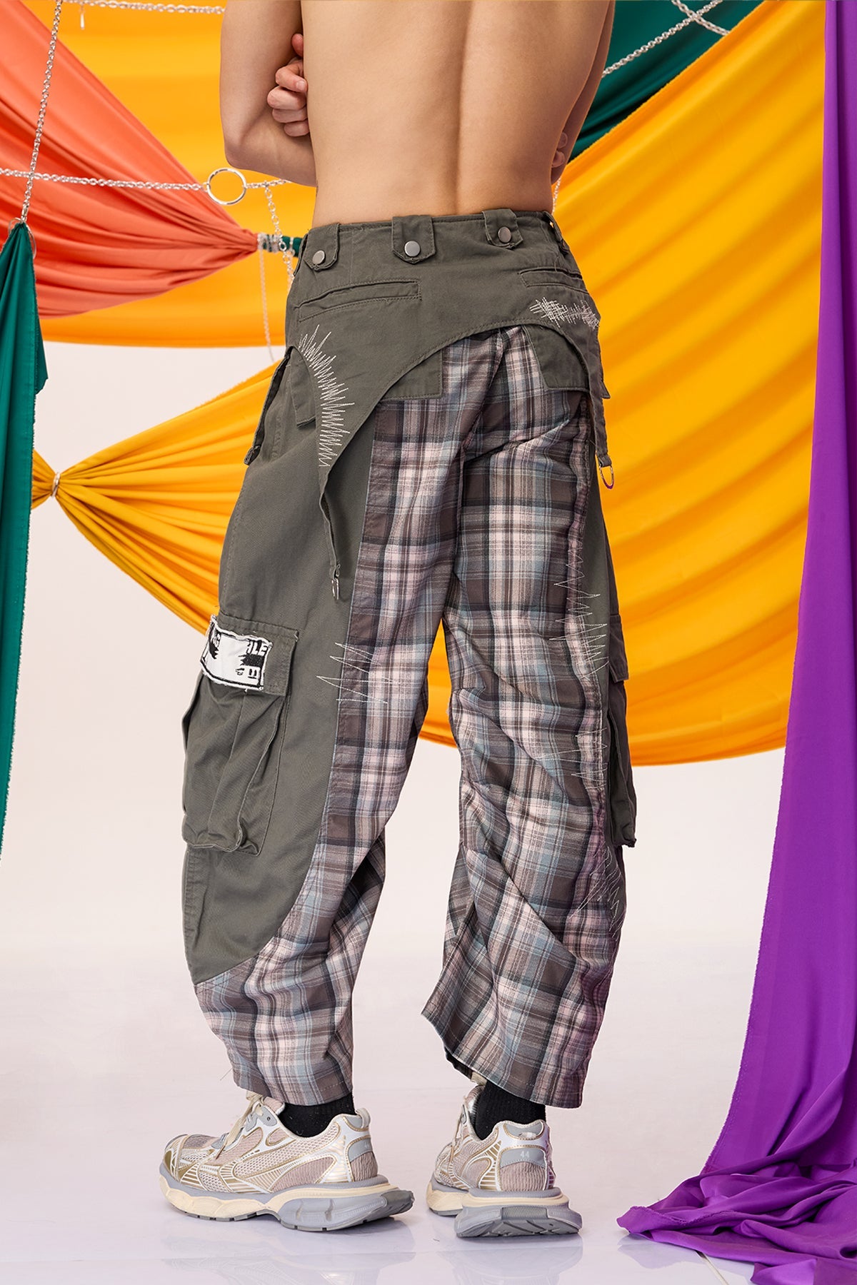 Road Silence Plaid Wide Leg Jeans