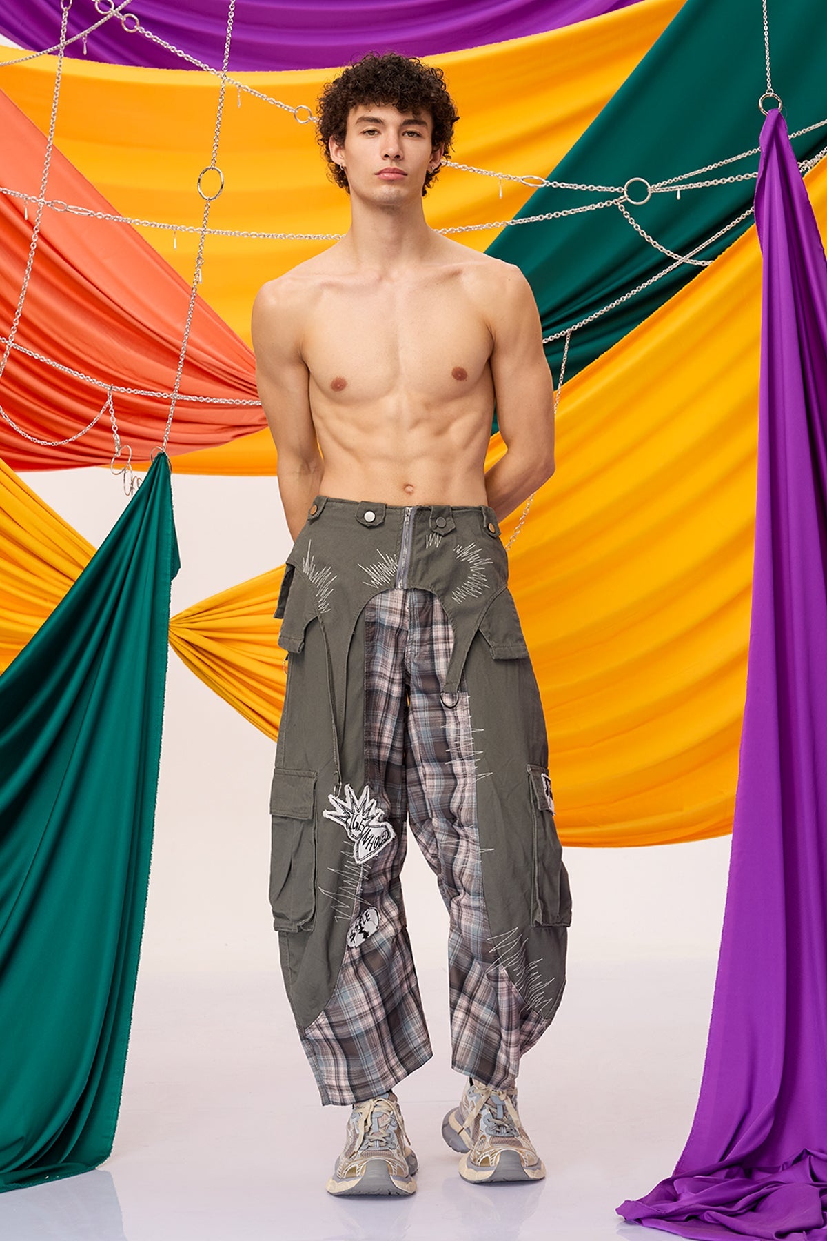 Road Silence Plaid Wide Leg Jeans
