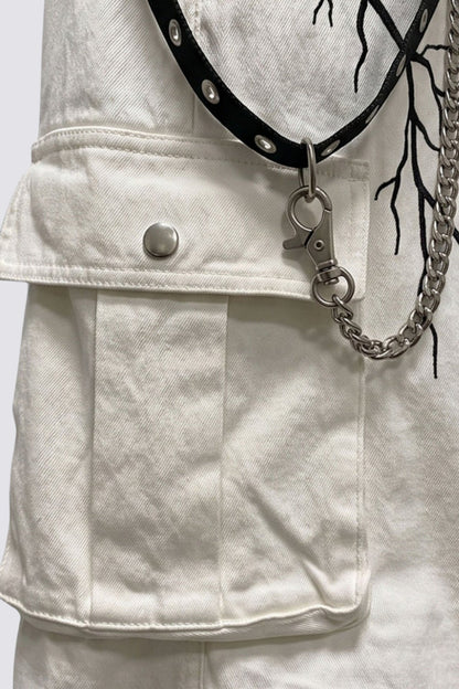 Rugged Cloth Print Cargo Pants