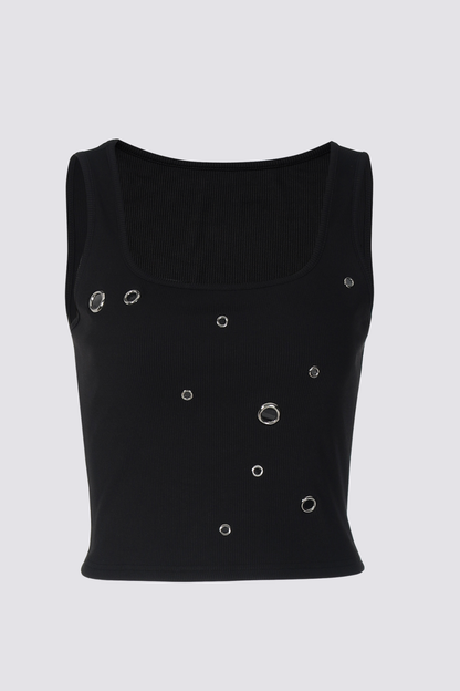 Rugged Crop Eyelet Tank Top
