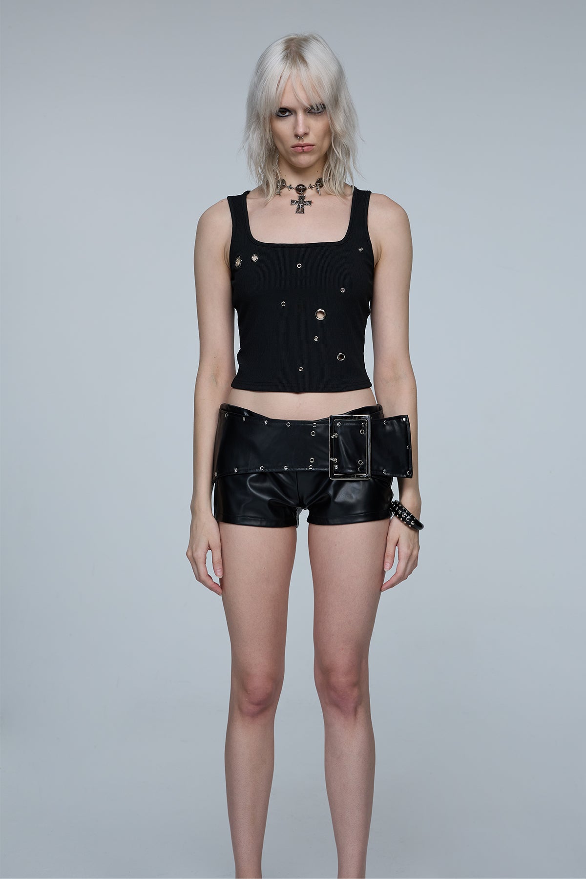Rugged Crop Eyelet Tank Top