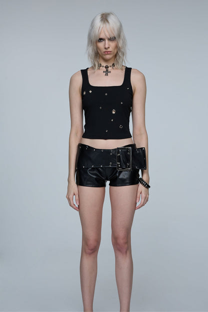 Rugged Crop Eyelet Tank Top