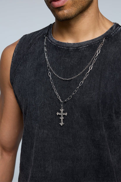 Rugged Dark Ripped Chain Vest