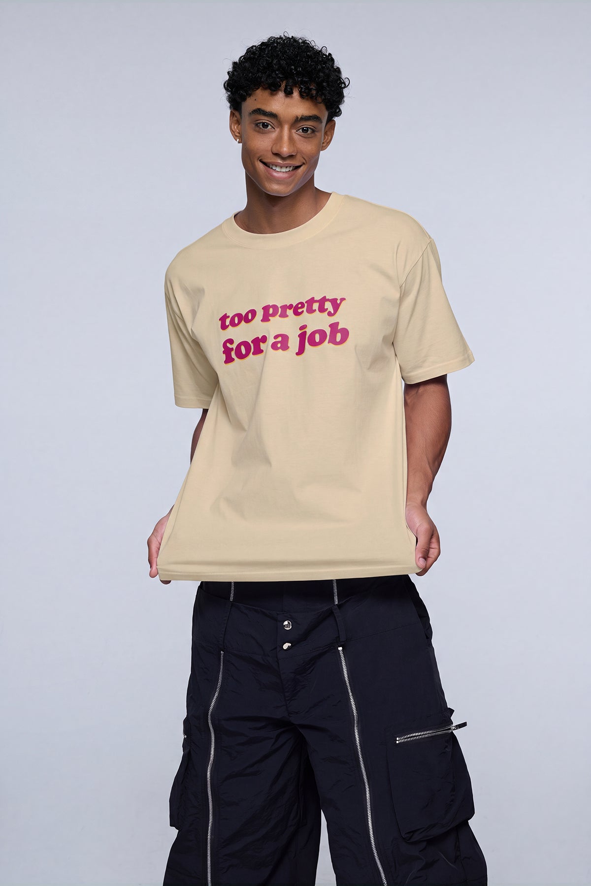 Rugged Mark Print T-Shirt Apricot