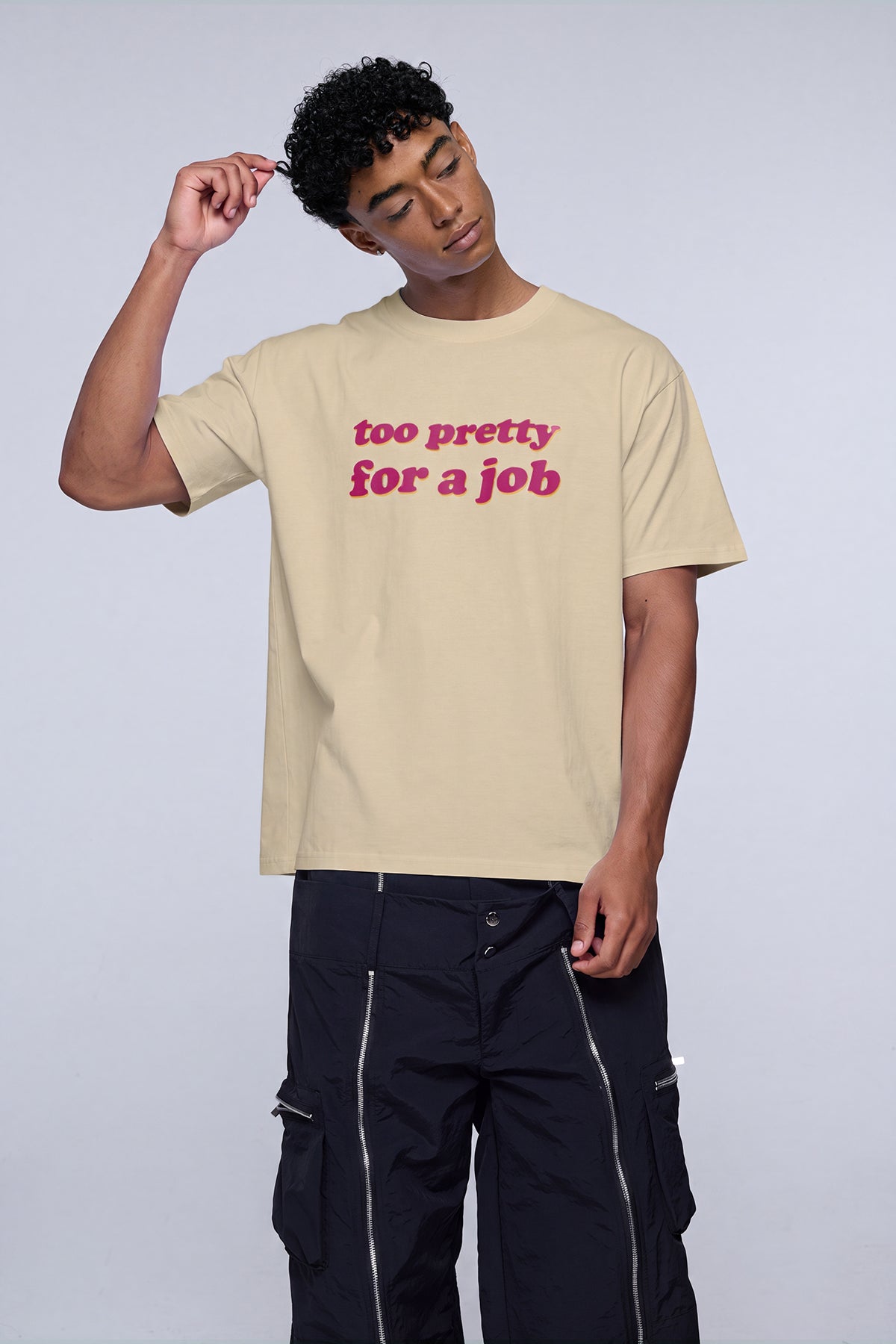 Rugged Mark Print T-Shirt Apricot