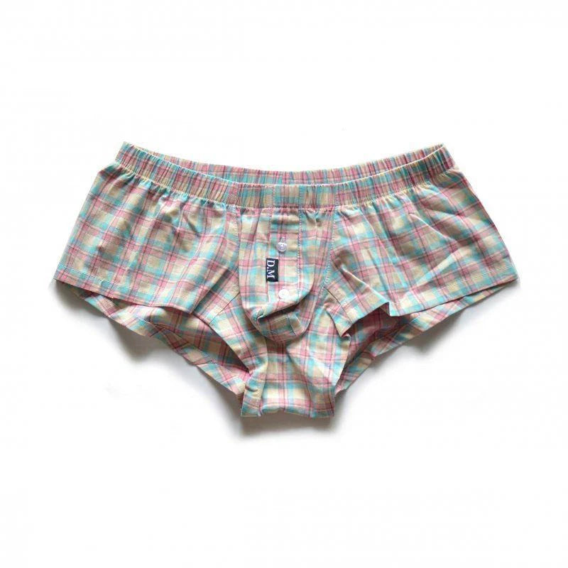 D.M. Low Rise Sexy Plaid Home Boxer Briefs