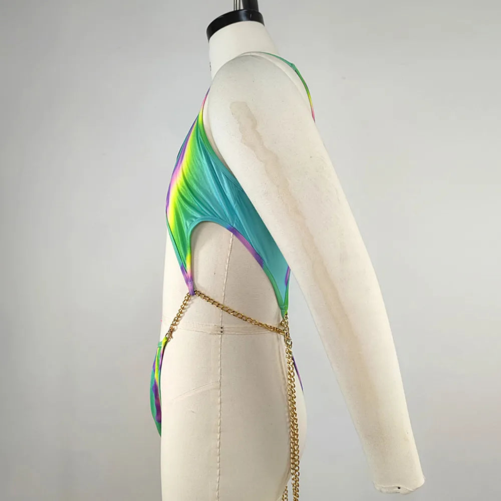 Acid Vibrations Hollow Chain Thong Bodysuit