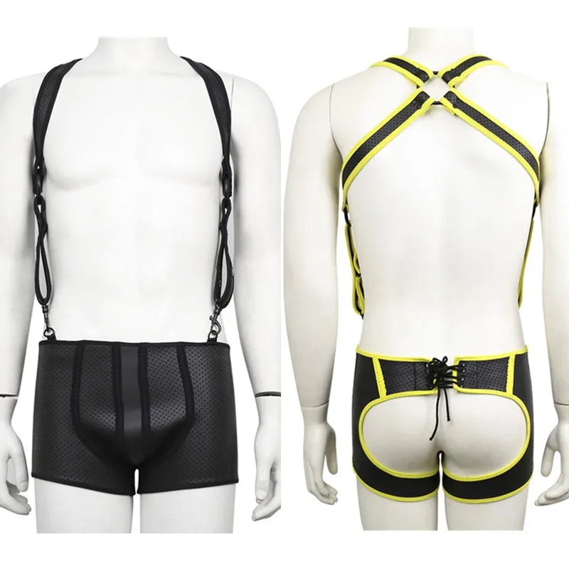 Neoprene Backless Fetishwear Suspenders