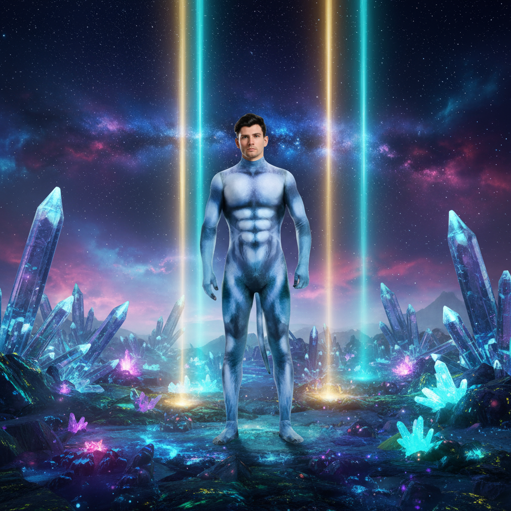 Blue Alien Fantasy Fetish Bodysuit With Tail