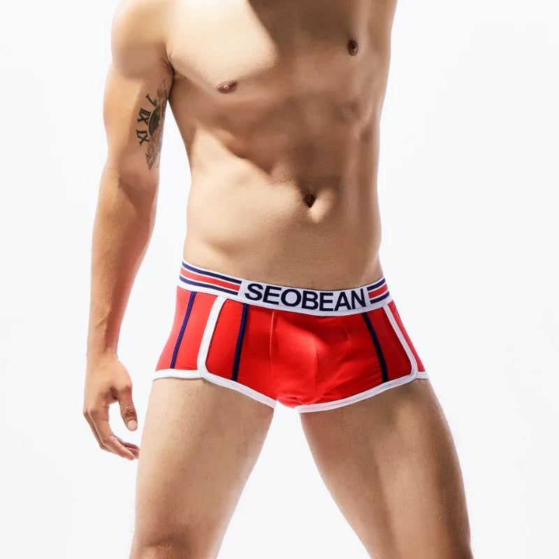 SEOBEAN Racing Stripes Low Rise Boxer Briefs