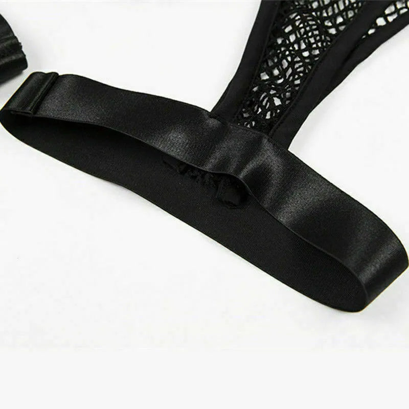 High-Waist Hallow Mesh Garter Shorts