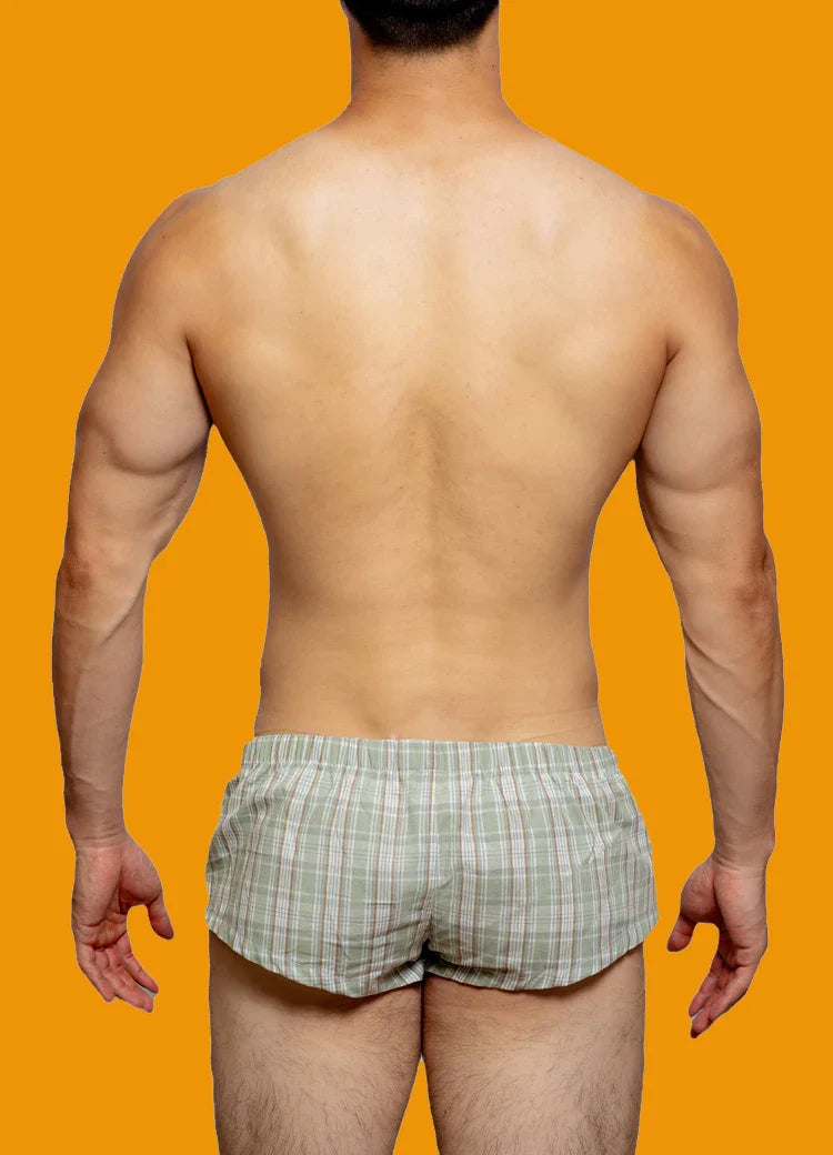 D.M. Low Rise Sexy Plaid Home Boxer Briefs