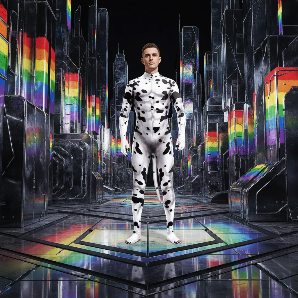 Dalmation Dog Fantasy Fetish Bodysuit With Tail