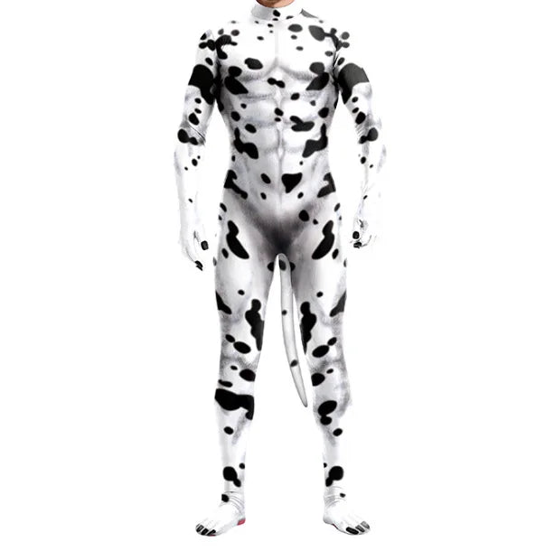 Dalmation Dog Fantasy Fetish Bodysuit With Tail
