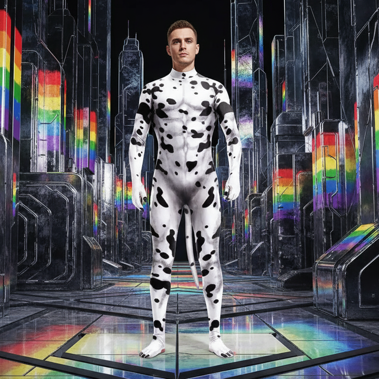 Dalmation Dog Fantasy Fetish Bodysuit With Tail