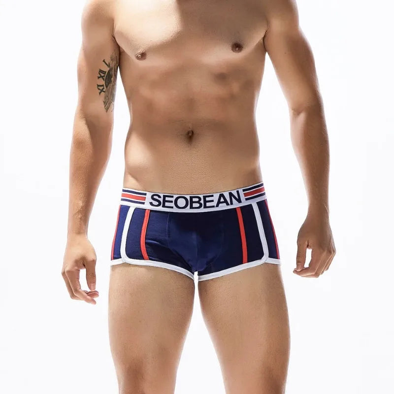 SEOBEAN Racing Stripes Low Rise Boxer Briefs