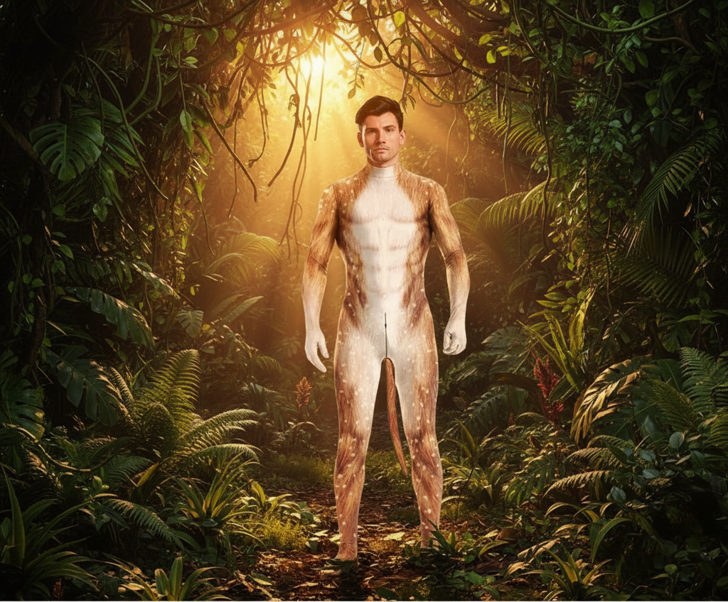 Monkey Fantasy Fetish Bodysuit With Tail