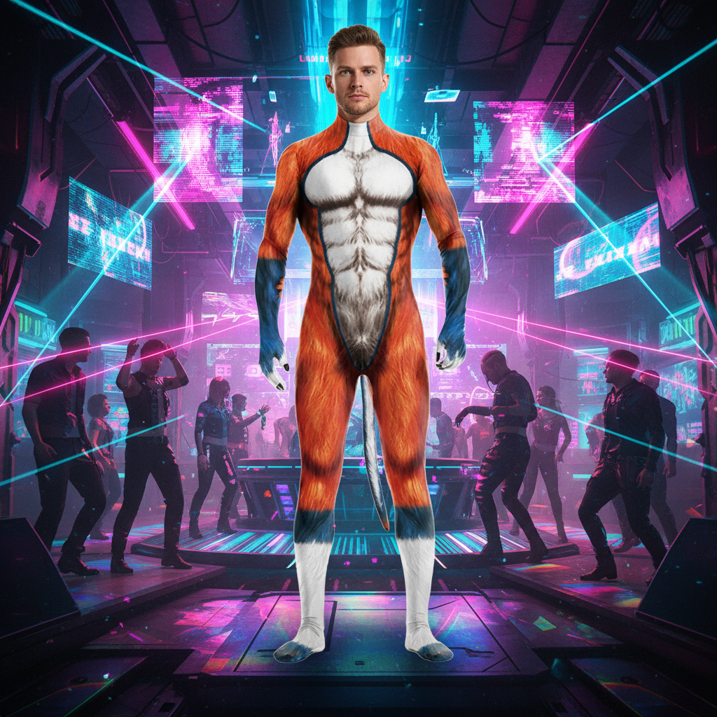 Mutant Canine Fantasy Fetish Bodysuit With Tail