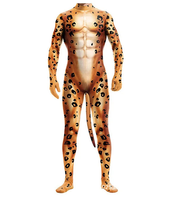 Leopard Fantasy Fetish Bodysuit With Tail