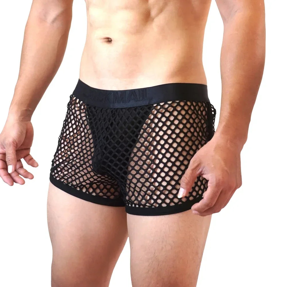 Jockmail 'Reveal All Fishnet' Underwear Shorts