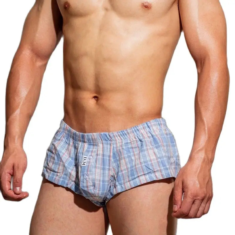 D.M. Low Rise Sexy Plaid Home Boxer Briefs