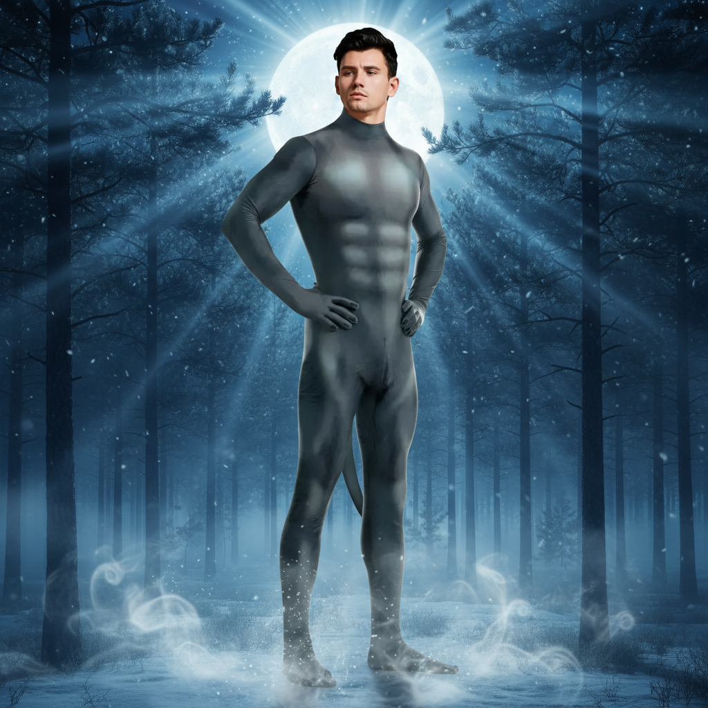 Black Wolf Fantasy Fetish Bodysuit With Tail