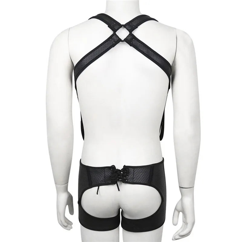 Neoprene Backless Fetishwear Suspenders