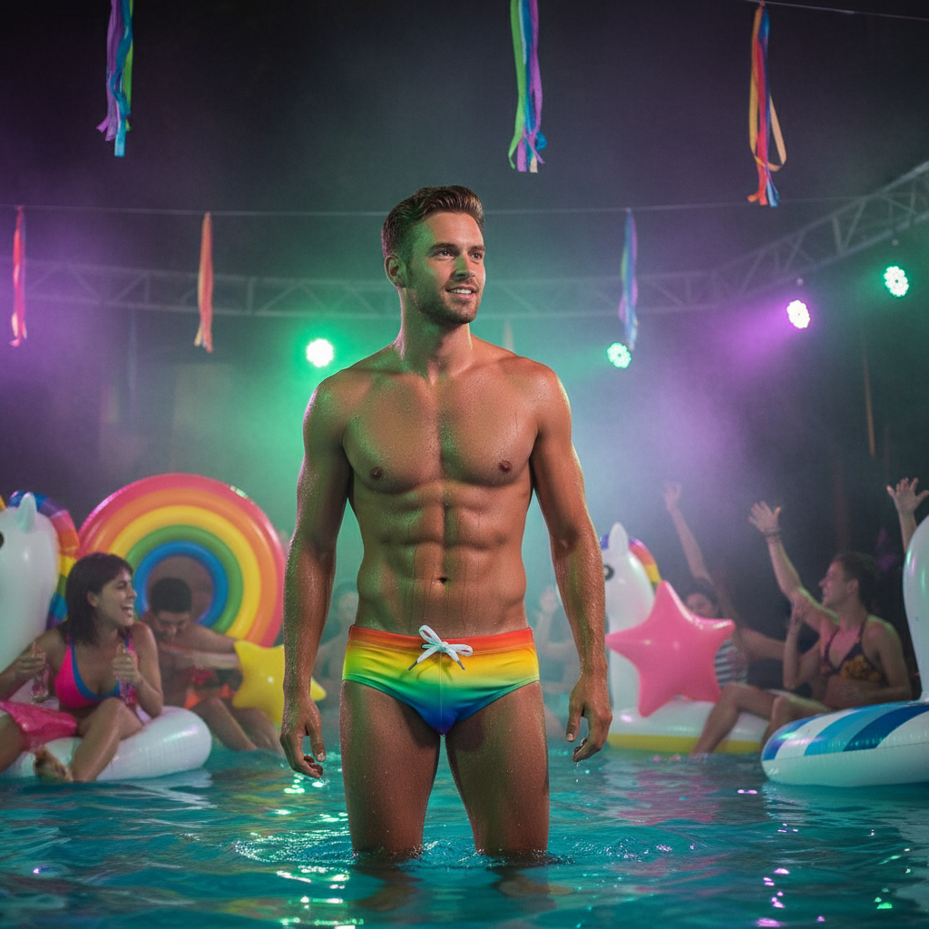 Jockmail Rainbow Push-Up Swim Trunks