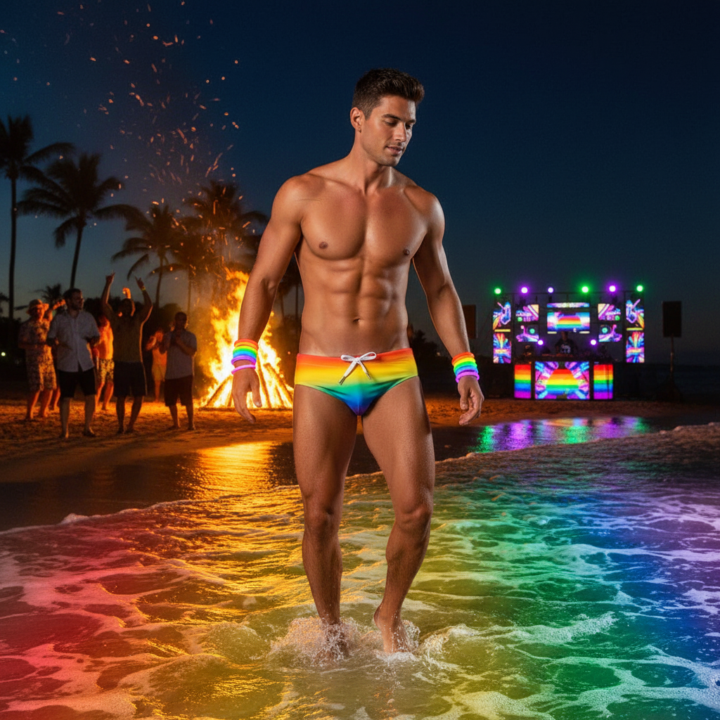 Jockmail Rainbow Push-Up Swim Trunks