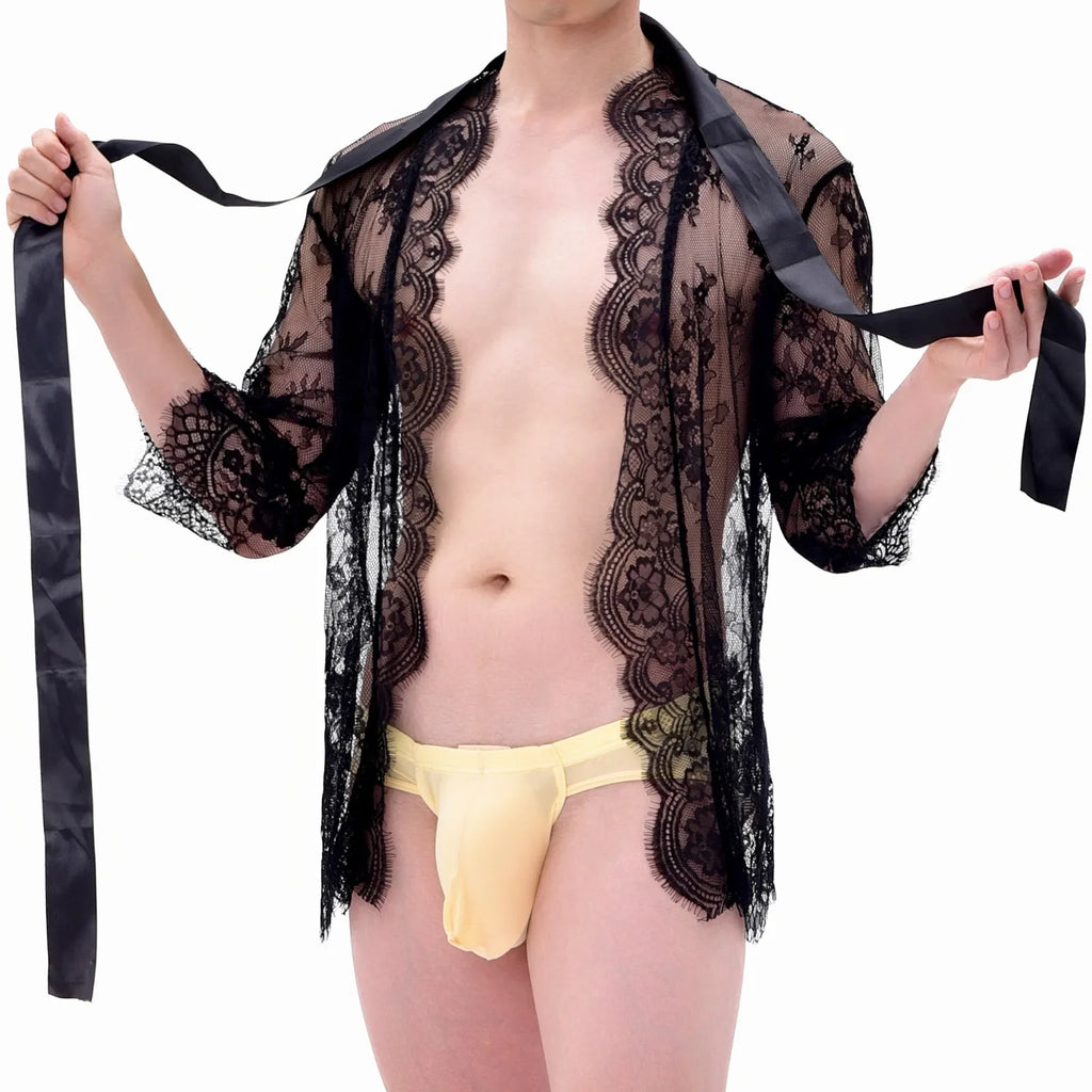 Lace Dreamer Short Floral Male Kimono