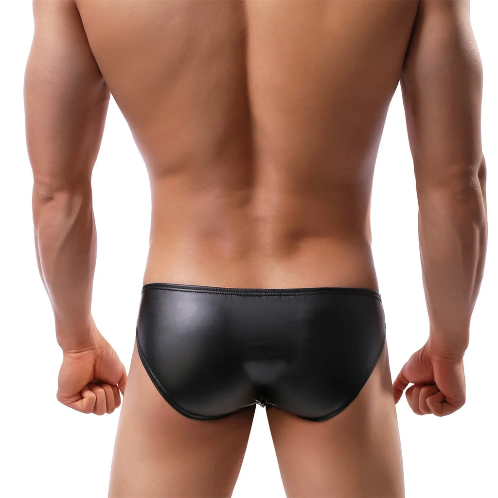 Shimmer PU Leather Low Waist Briefs