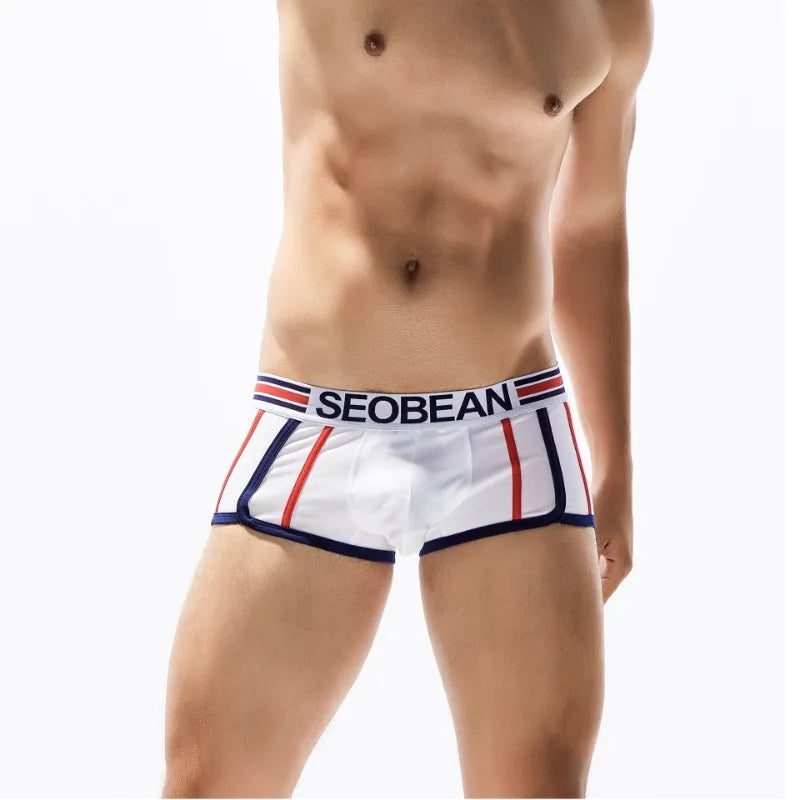 SEOBEAN Racing Stripes Low Rise Boxer Briefs