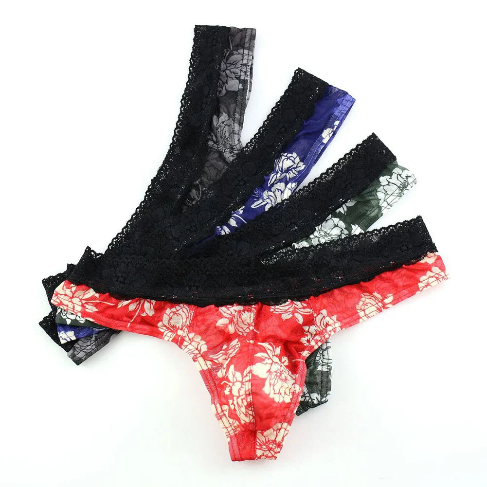 Floral Fantasy Lace Men's Thong
