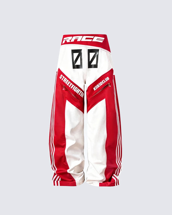 KIIKIO Racing Style Graphic Oversized Pants