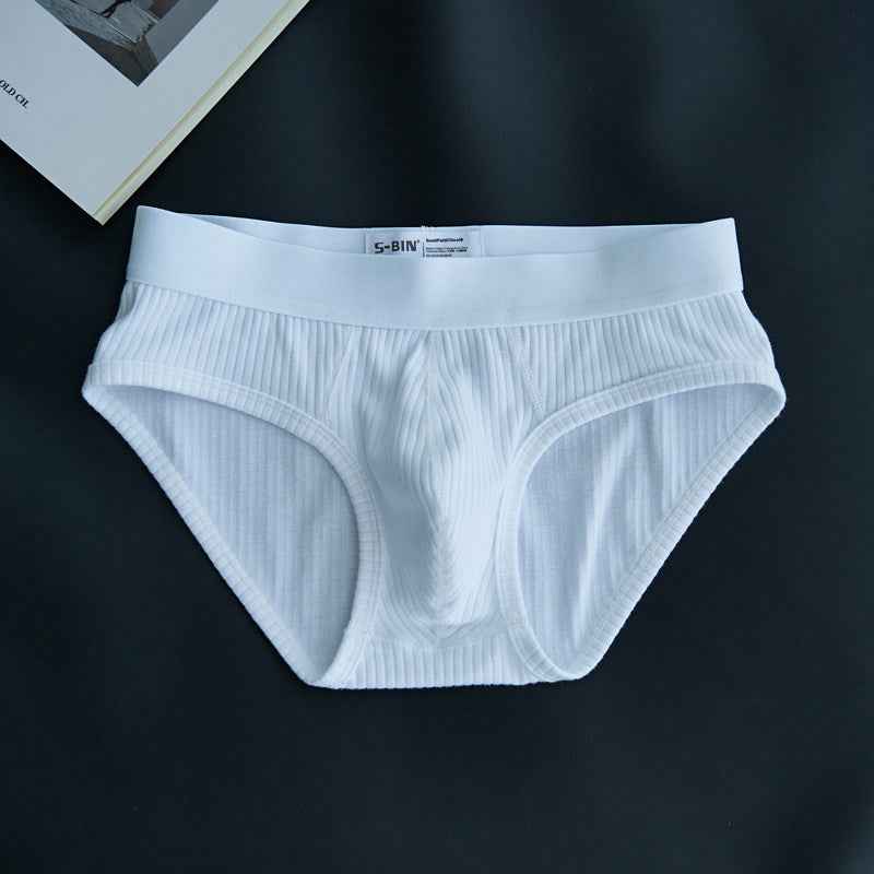 Men's Solid-Color Ribbed Cotton Briefs