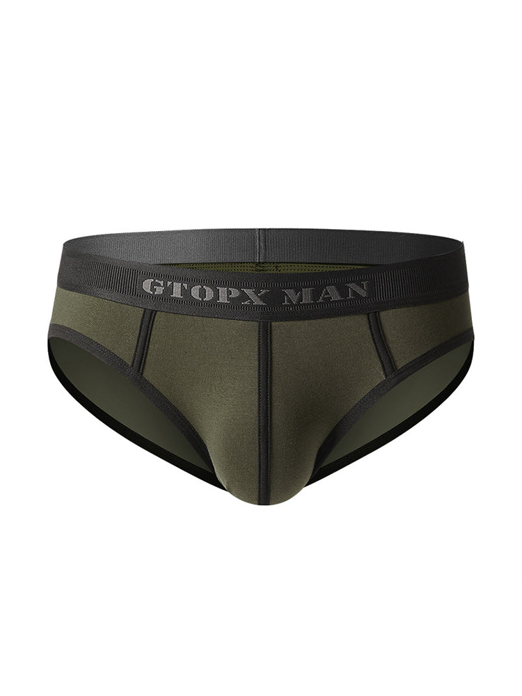 Men’s Spliced Lines U Convex Pouch Cotton Briefs