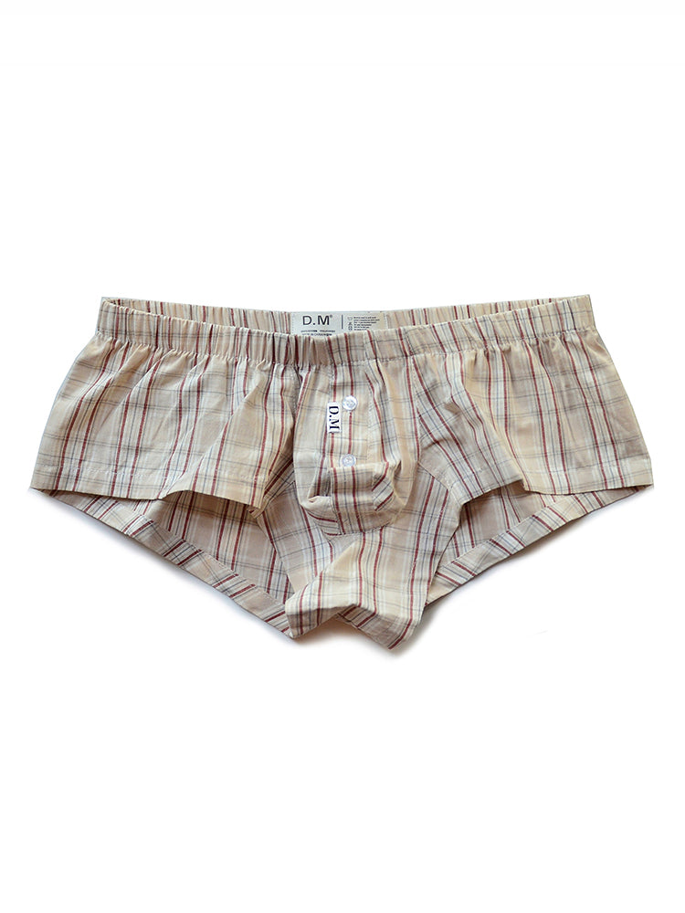 Mens Plaid Front Pouch Boxer Shorts