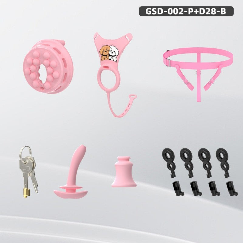 Flat Head Silicone Chastity Harness with Vibrating Plug & Remote Control-GSD Series
