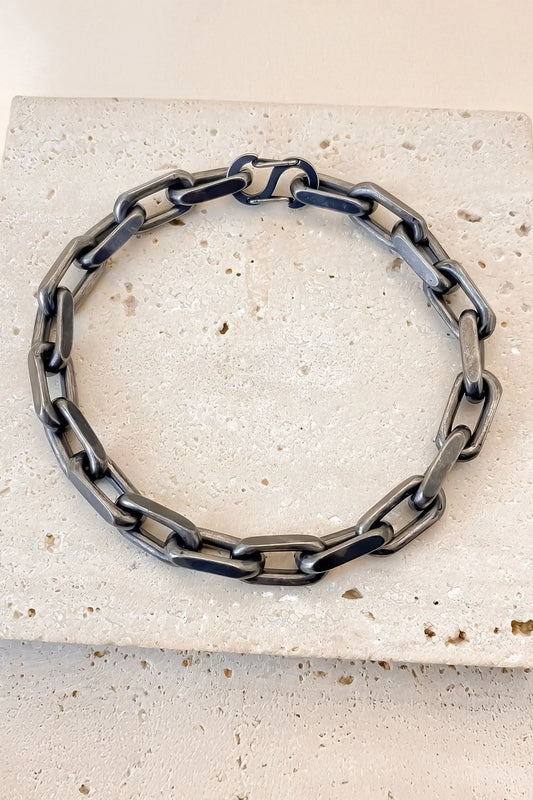 Industrial Style 8mm Cuban Chain Bracelet with Square Lock