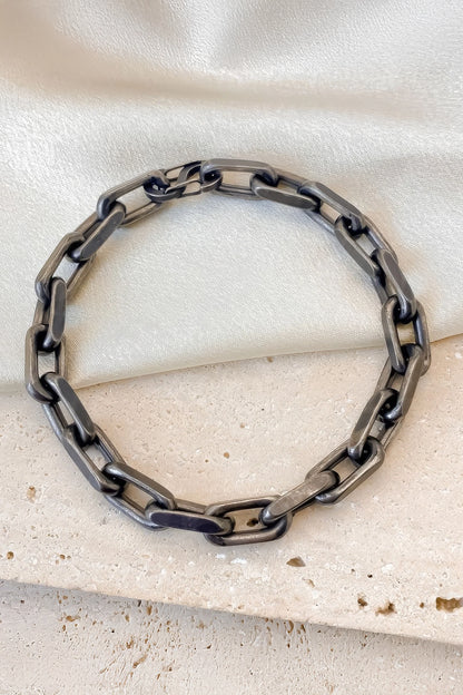 Industrial Style 8mm Cuban Chain Bracelet with Square Lock