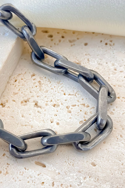 Industrial Style 8mm Cuban Chain Bracelet with Square Lock