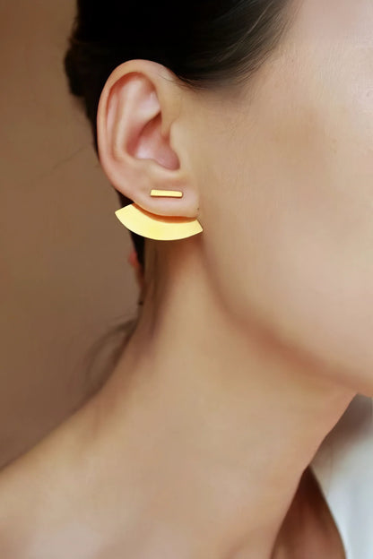 Minimalist Curved Stud Earrings - Unisex Design