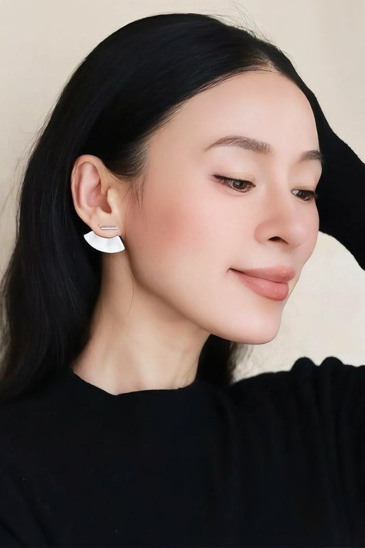 Minimalist Curved Stud Earrings - Unisex Design