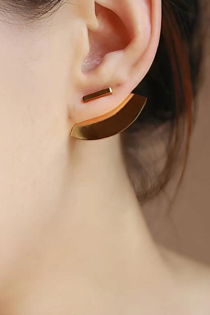 Minimalist Curved Stud Earrings - Unisex Design