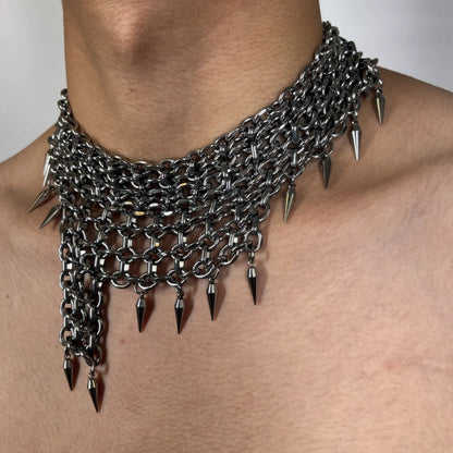 Unisex Punk Studded Multi-Layer Necklace