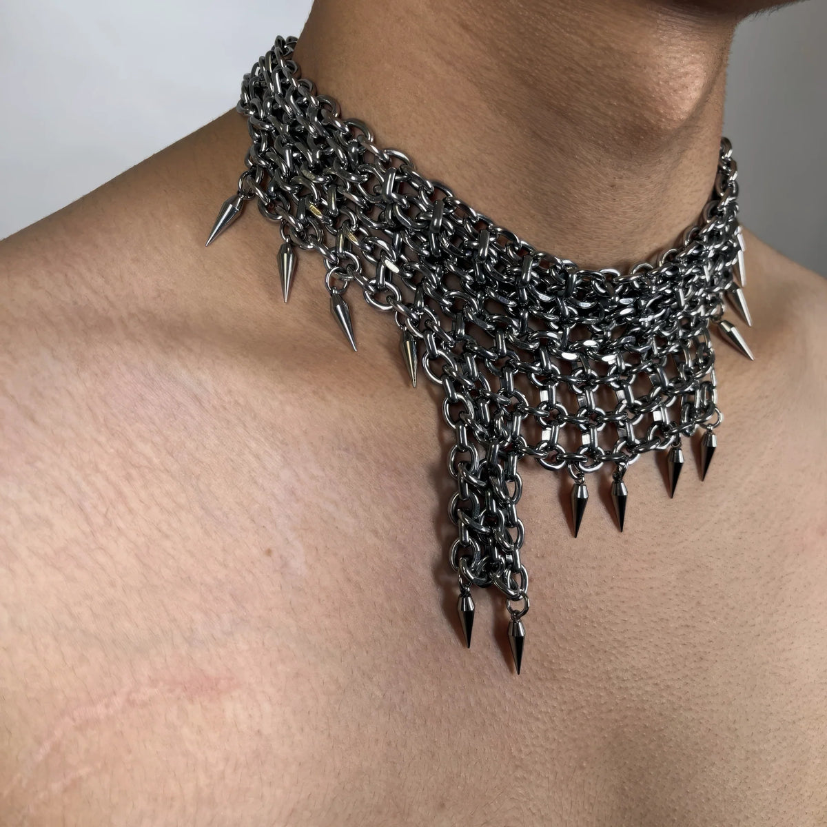 Unisex Punk Studded Multi-Layer Necklace