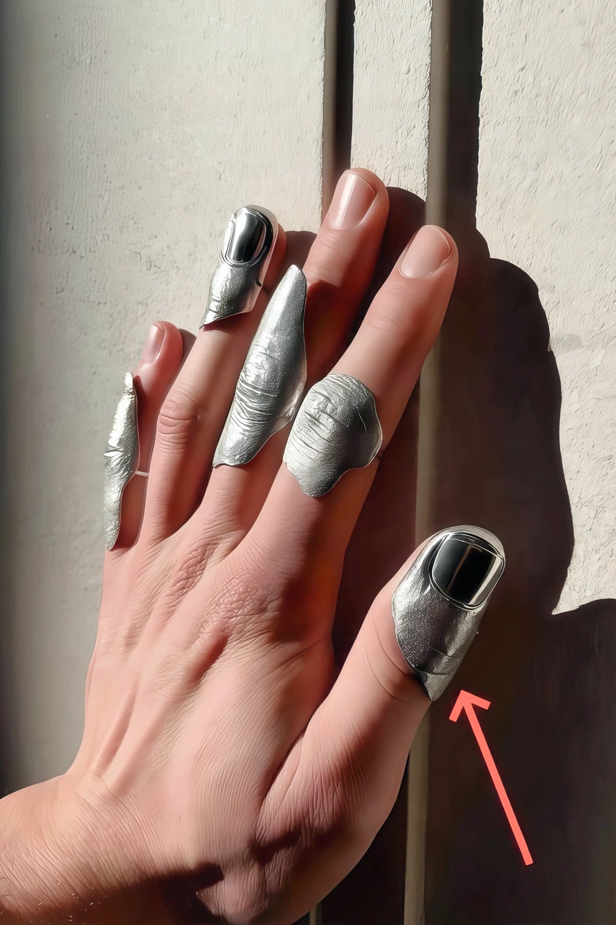 Irregular Textured Silver Knuckle Ring Set – Full Finger Minimalist Stackable Rings