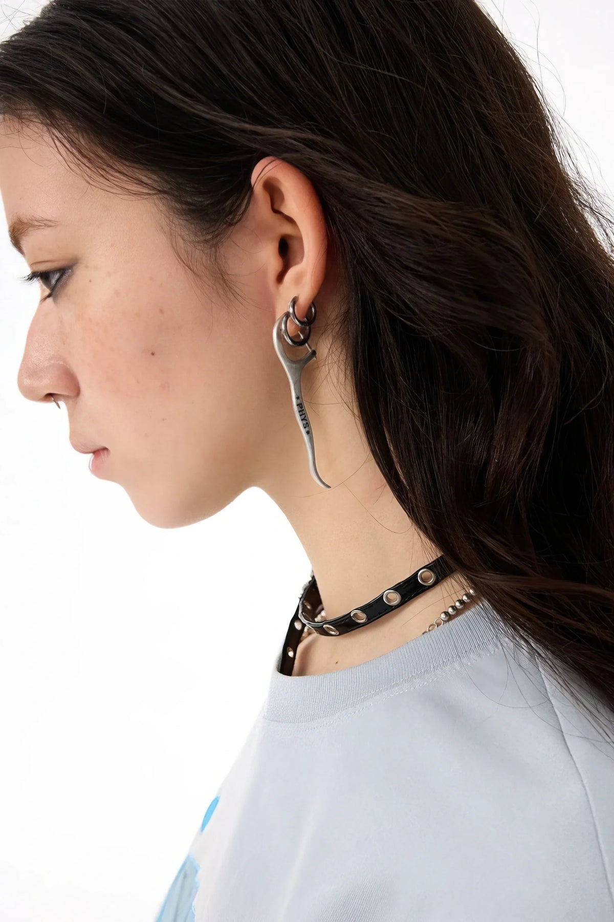 Industrial Stud Earrings – Floss-Shaped, Distressed Matte