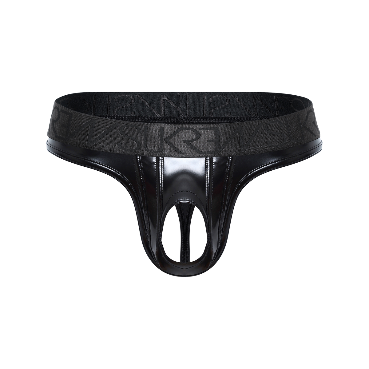 SUKREW FETISH Wet Look U-Style Classic Thong Fetish Black